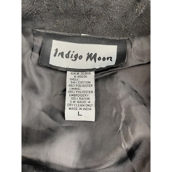 Vintage Indigo Moon Black Embellished Collared Long Sleeve Jacket Size L EUC - Picture 3 of 11